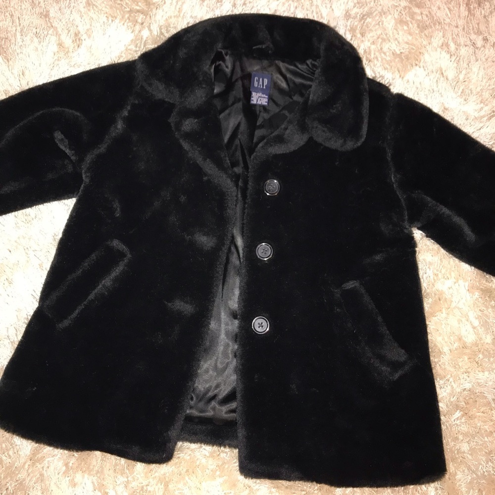 Gap Black Fur coat Size Xtra-Small Women